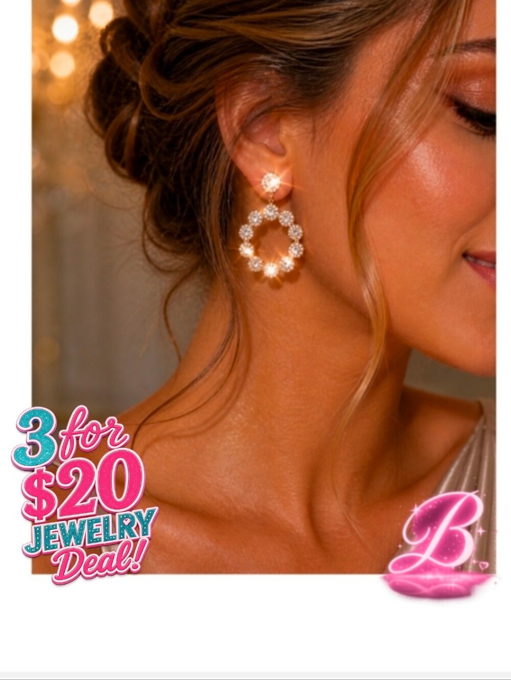 3/$20 Elegant NOir Crystal Drop Earrings - NIB